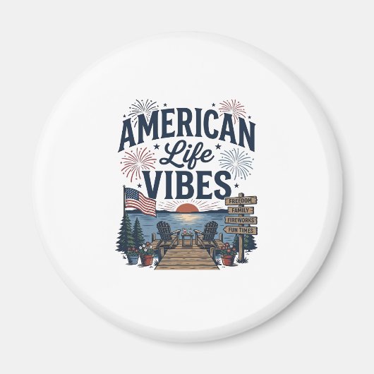 Amerikaanse Leven Vibes Patriottische Meer Vector Magneet (Voorkant)