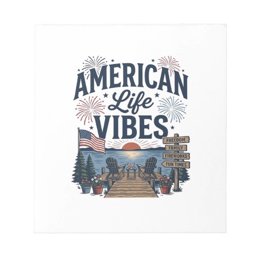 Amerikaanse Levenssfeer Patriottische Meer Vector  Notitieblok (Voorkant)