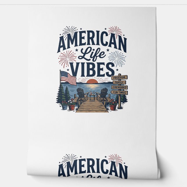 Amerikaanse Levensvibes Patriottische Meer Vector  Behang (Afrollen)