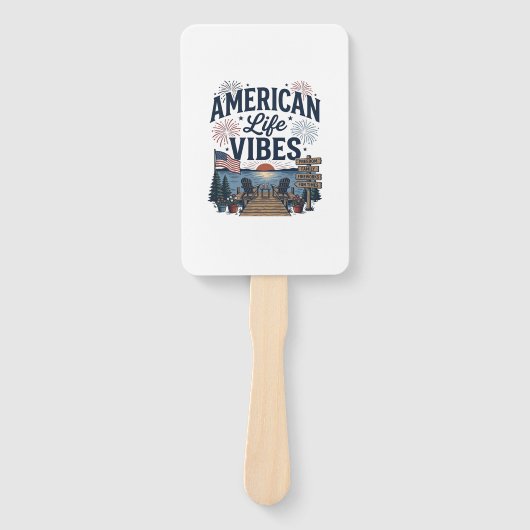Amerikaanse Levensvibes Patriottische Meer Vector Handwaaier (Voorkant)