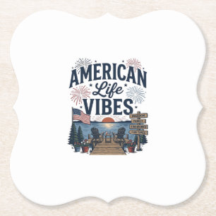 Amerikaanse Levensvibes Patriottische Meer Vector  Kartonnen Onderzetters
