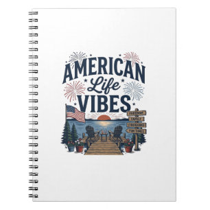 Amerikaanse Levensvibes Patriottische Meer Vector Notitieboek