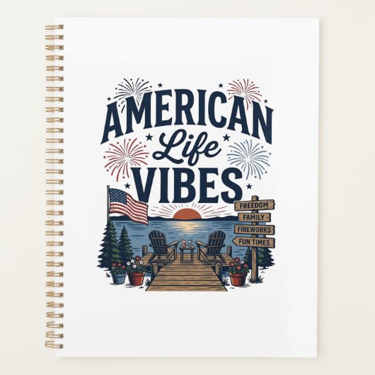 Amerikaanse Levensvibes Patriottische Meer Vector  Planner (Voorkant)