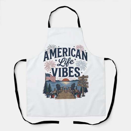 Amerikaanse Levensvibes Patriottische Meer Vector  Schort (Voorkant)