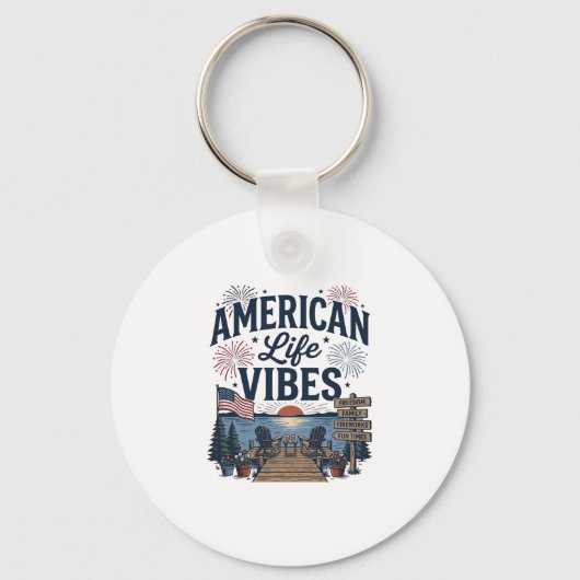 Amerikaanse Levensvibes Patriottische Meer Vector Sleutelhanger (Voorkant)
