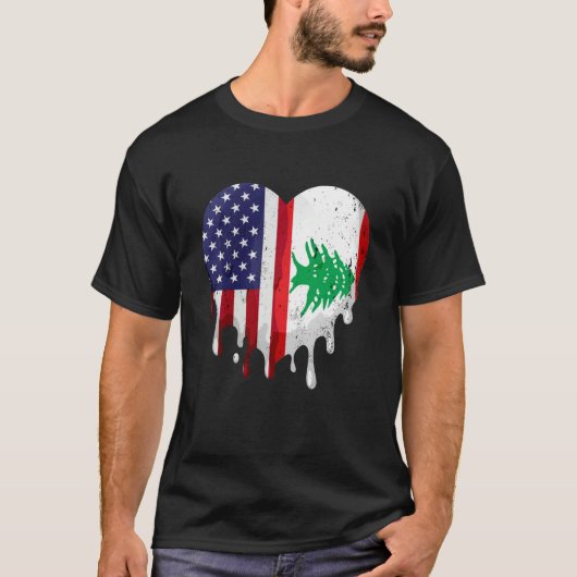 Amerikaanse Libanese erfgoedmaand Libanese vlag T-shirt (Voorkant)