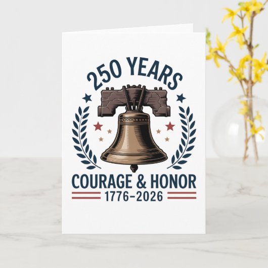 Amerikaanse Liberty Bell Moed Eer 250 Kaart (Gele Bloem)