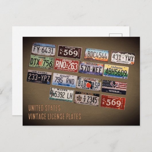  Amerikaanse licentie-Borden Briefkaart (Voorkant / Achterkant)