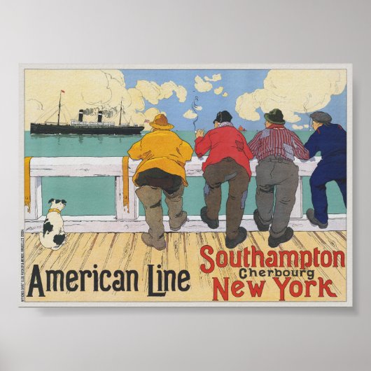 Amerikaanse lijn. New York Vintage Poster 1910 (Voorkant)