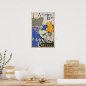 -Amerikaanse lijn Philadelphia Liverpool Oceaan Poster (Keuken)