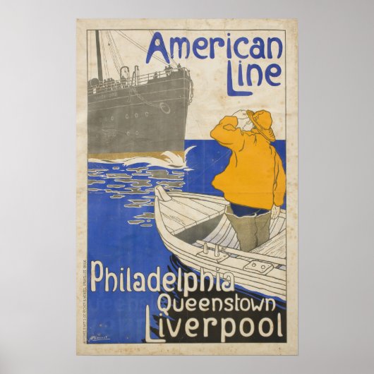 -Amerikaanse lijn Philadelphia Liverpool Oceaan Poster (Voorkant)