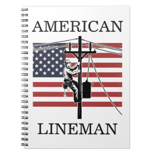 Amerikaanse Lijnwerker Vlag Nutsbedrijf Werknemer Notitieboek