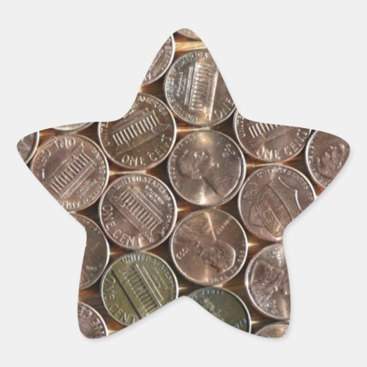Amerikaanse Lincoln Pennies Textuur Ster Sticker (Voorkant)