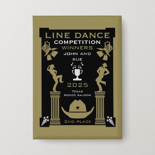 Amerikaanse Line Dancing Competitie Button (Voorkant)