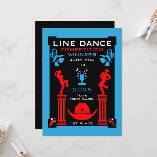 Amerikaanse Line Dancing Competitie Kaart (Voorkant / Achterkant in situ)