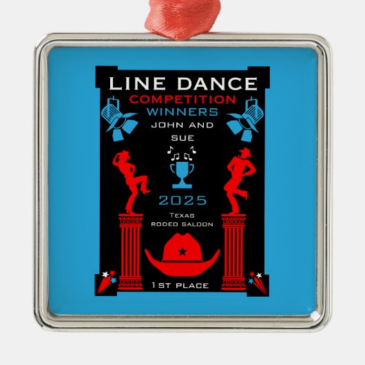 Amerikaanse Line Dancing Competitie Metalen Ornament (Voorkant)