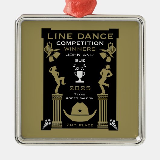 Amerikaanse Line Dancing Competitie Metalen Ornament (Voorkant)