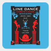 Amerikaanse Line Dancing Competitie Vierkante Sticker (Voorkant)