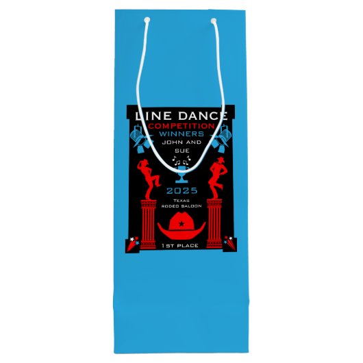 Amerikaanse Line Dancing Competitie Wijn Cadeautas (Achterkant)
