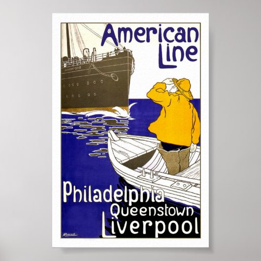 AMERIKAANSE LINE - Poster voor reizen met de Vinta (Voorkant)