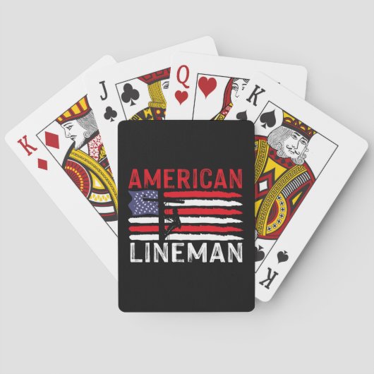 Amerikaanse Lineman Elektrische Kabel Patriottisch Pokerkaarten (Achterkant)