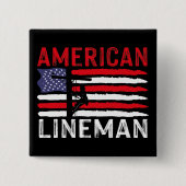 Amerikaanse Lineman Elektrische Kabel Patriottisch Vierkante Button 5,1 Cm (Voorkant)