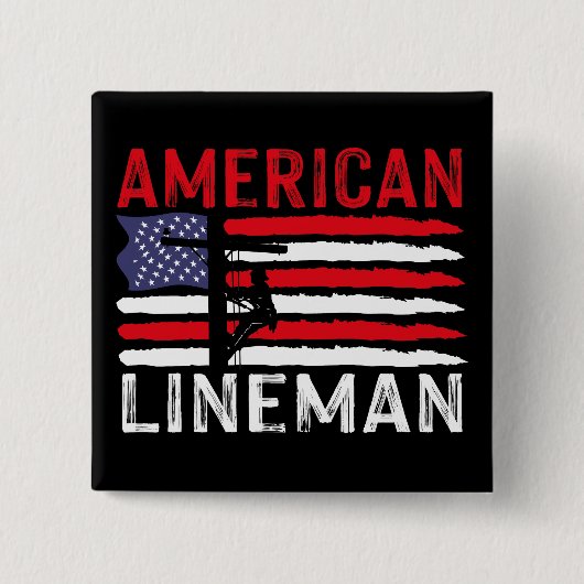 Amerikaanse Lineman Elektrische Kabel Patriottisch Vierkante Button 5,1 Cm (Voorkant)