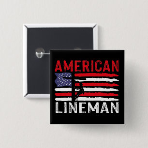 Amerikaanse Lineman Elektrische Kabel Patriottisch Vierkante Button 5,1 Cm