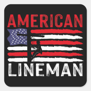 Amerikaanse Lineman Elektrische Kabel Patriottisch Vierkante Sticker