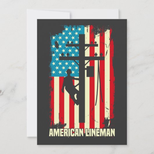 Amerikaanse Lineman Flag Electric Cable Patriotic Kaart (Voorkant)