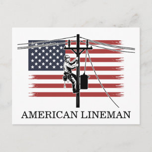 Amerikaanse Lineman-vlag – elektricien en nutsbedr Briefkaart