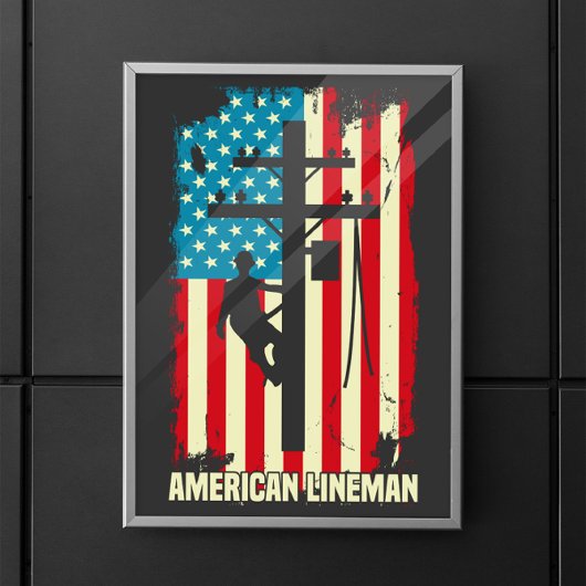 Amerikaanse Lineman Vlag Elektrische Kabel Patriot Poster