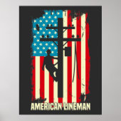 Amerikaanse Lineman Vlag Elektrische Kabel Patriot Poster (Voorkant)