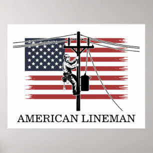 Amerikaanse Lineman Vlag – Elektrotechniek & Nutsb Poster