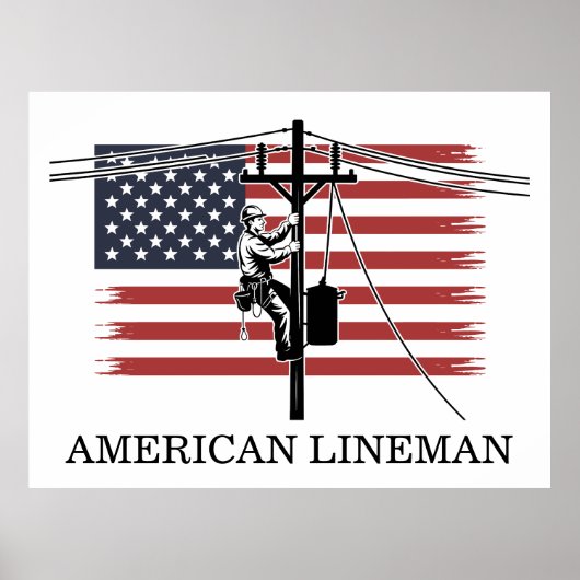 Amerikaanse Lineman Vlag – Elektrotechniek & Nutsb Poster (Voorkant)