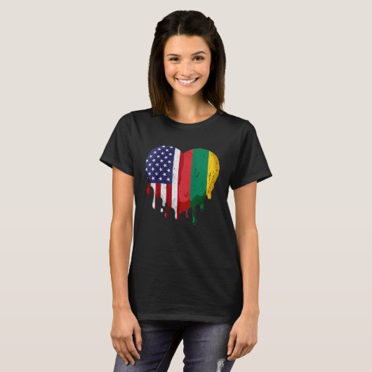 Amerikaanse Litouwse erfgoedmaand vlag T-shirt (Voorkant volledig)