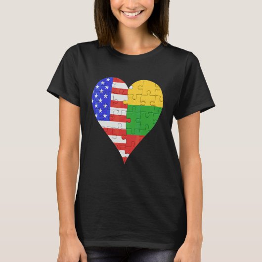 Amerikaanse Litouwse vlag Heart T-shirt (Voorkant)