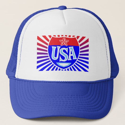 Amerikaanse Logo Patriottische Amerikaanse tekente Trucker Pet (Voorkant)