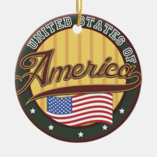 Amerikaanse logo-reisposter keramisch ornament