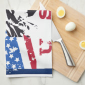 Amerikaanse logo-reisposter theedoek (Quarter Fold)