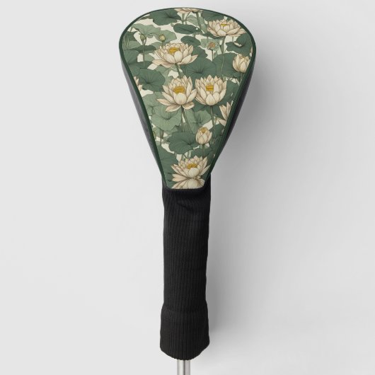 Amerikaanse Lotus bloemen patroon Golfheadcover (Voorkant)