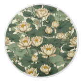 Amerikaanse Lotus bloemen patroon Keramische Knop (Voorkant)