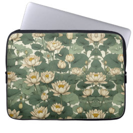 Amerikaanse Lotus bloemen patroon Laptop Sleeve
