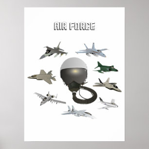 Amerikaanse luchtmacht Pilot Helmet met vliegtuige Poster