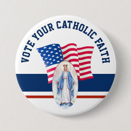 Amerikaanse Maagd Mary STEMT MET Vlag Ronde Button 7,6 Cm