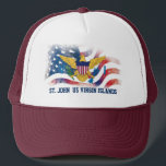 Amerikaanse Maagdeneilanden Amerikaanse vlaggen St Trucker Pet<br><div class="desc">Amerikaanse Maagdeneilanden Amerikaanse vlaggen St. John USVI Trucker Hat geweldig om te draag als je er maar uit komt en het heeft de Amerikaanse Maagdeneilanden vlaggen.</div>