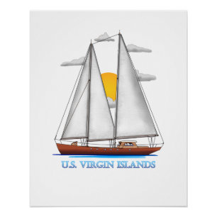 Amerikaanse Maagdeneilanden Kustland Nautical Sail Perfect Poster