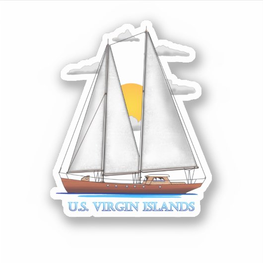Amerikaanse Maagdeneilanden Kustland Nautical Sail Sticker (Voorkant)