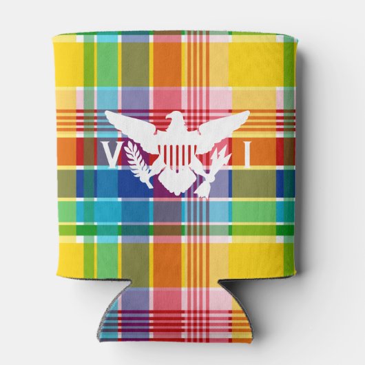 Amerikaanse Maagdeneilanden Madras Pattern & Flag Blikjeskoeler (Achterkant)