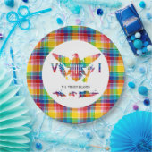 Amerikaanse Maagdeneilanden Madras, vlag en eiland Papieren Bordje (Feest)